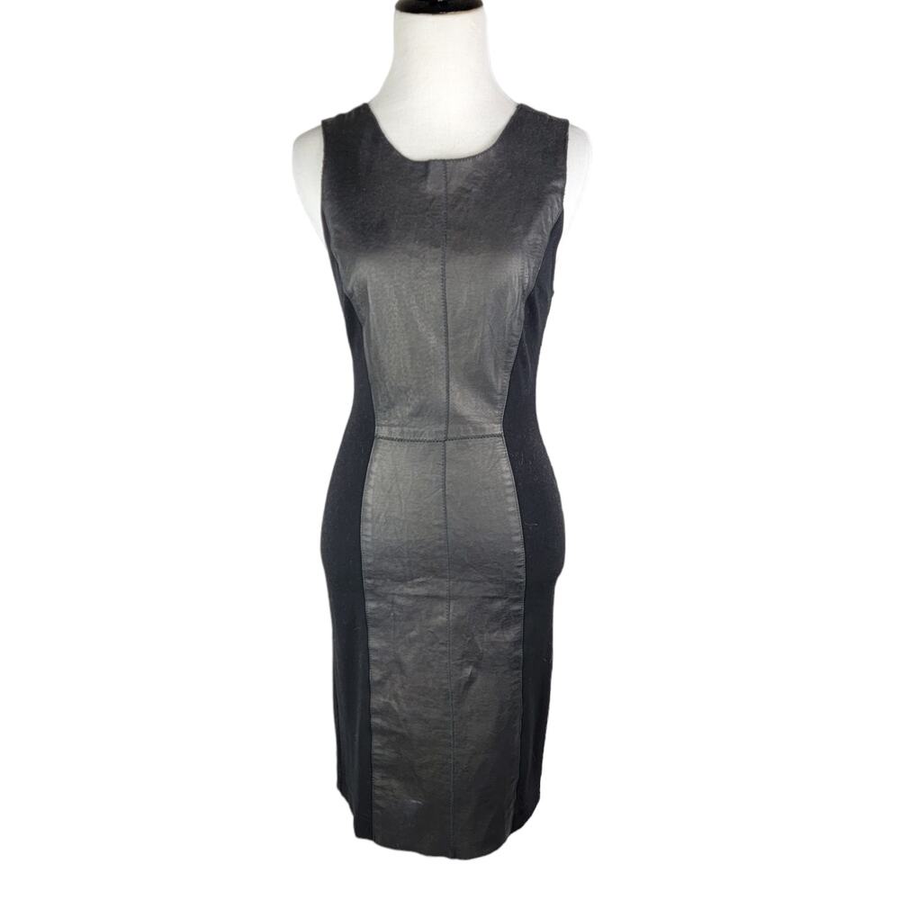 Illia Black Leather Panel Dress 4